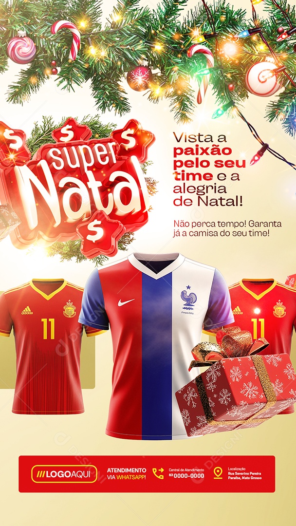 Story Camisas de Times Super Natal Vista a Paixão Pelo seu Time Social Media PSD Editável