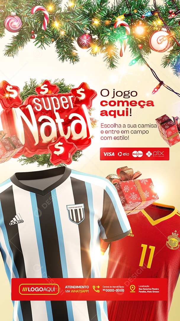 Story Social Media Camisas de Times Super Natal O Jogo Começa Aqui PSD Editável