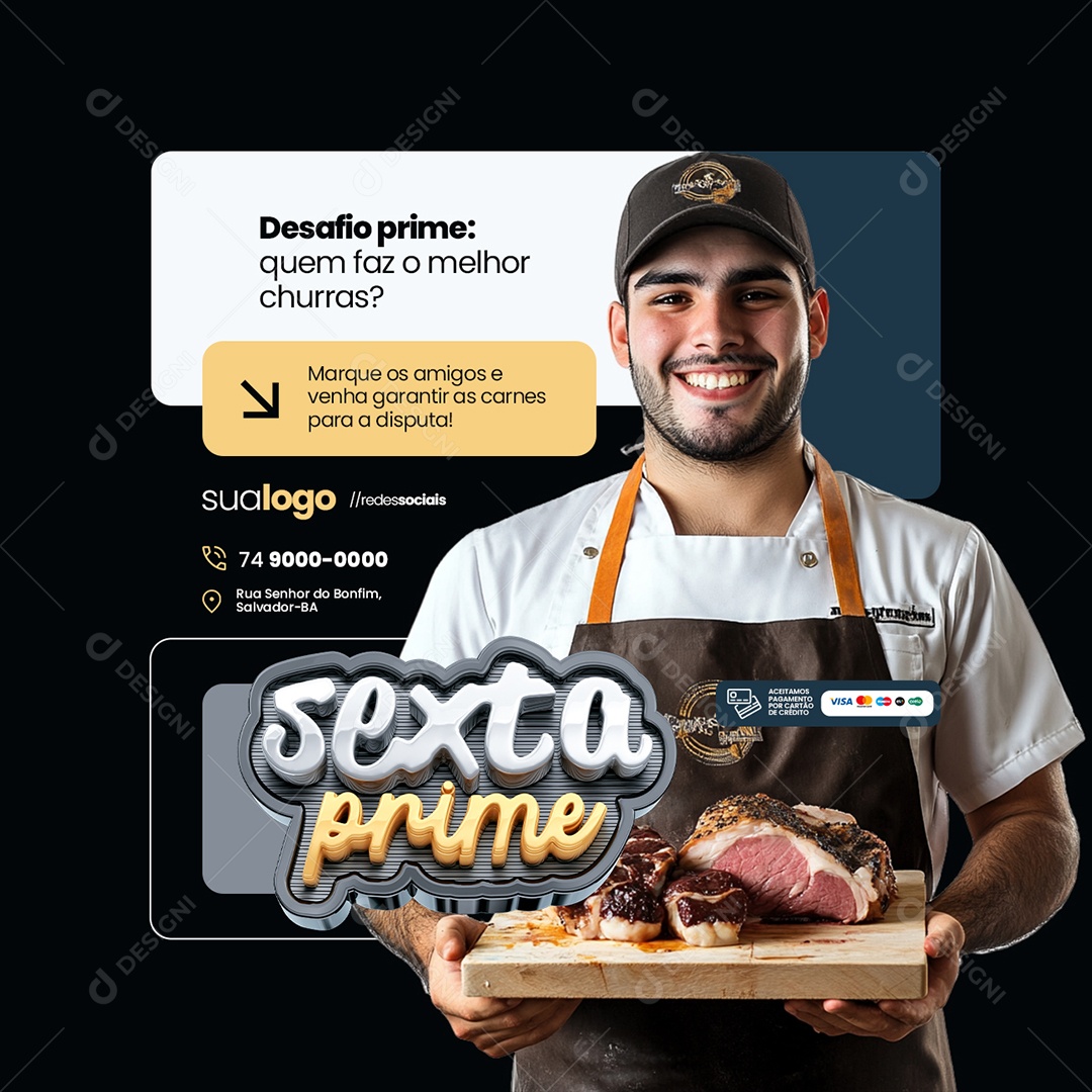 Sexta Prime Açougue Desafio Prime Quem Faz o Melhor Churras Social Media PSD Editável