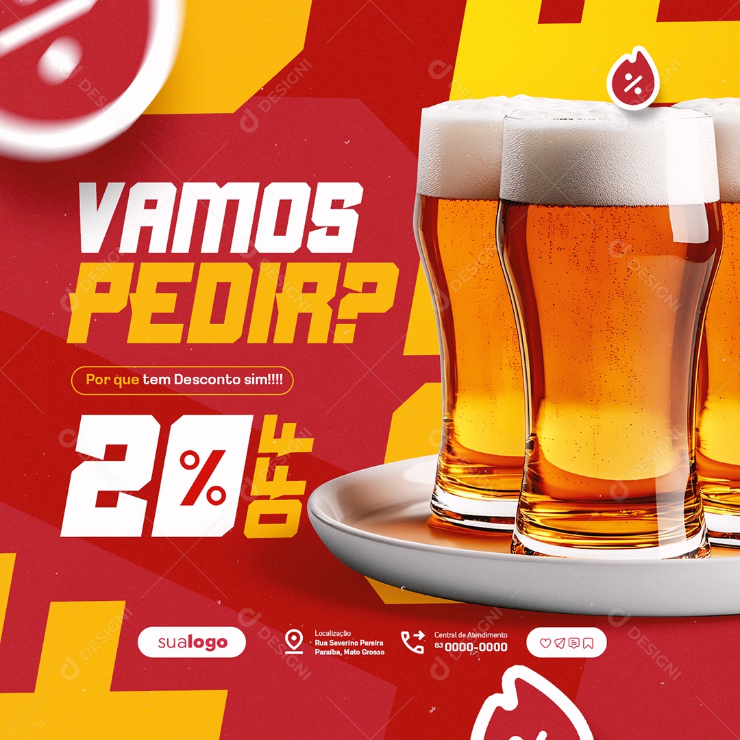 Cervejaria Vamos Pedir Social Media PSD Editável