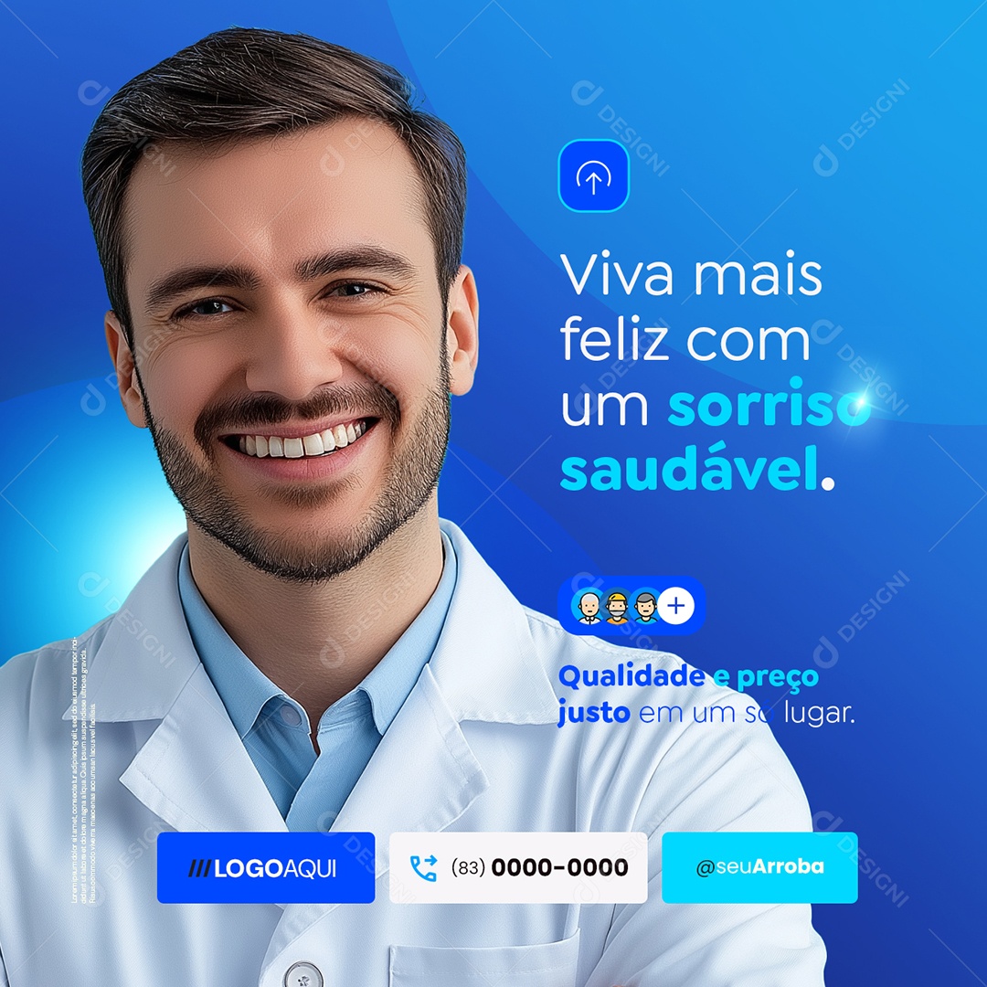 Dentista Viva Mais Feliz com Um Sorriso Saudável Social Media PSD Editável