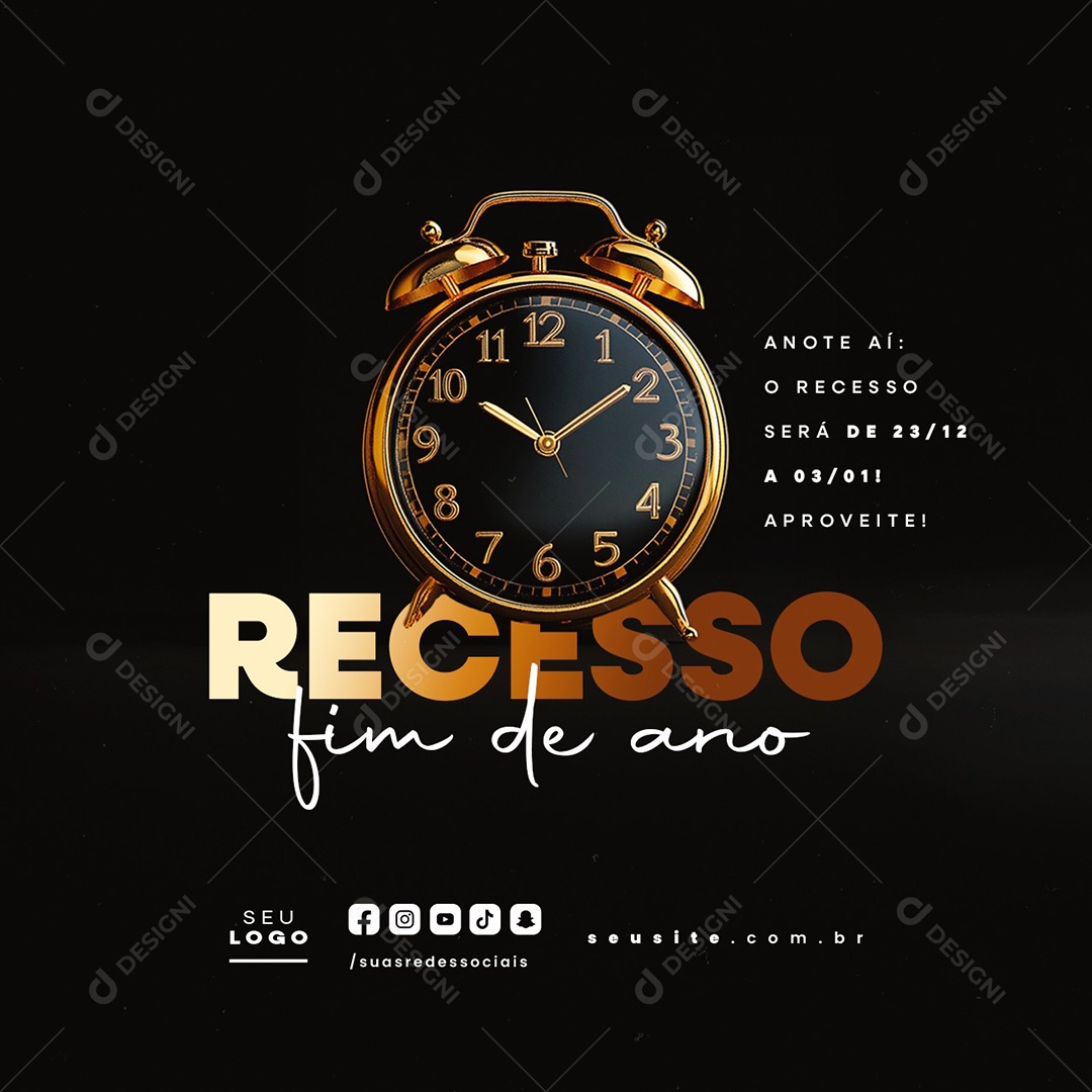 Recesso Fim de Ano Anote Aí Social Media PSD Editável