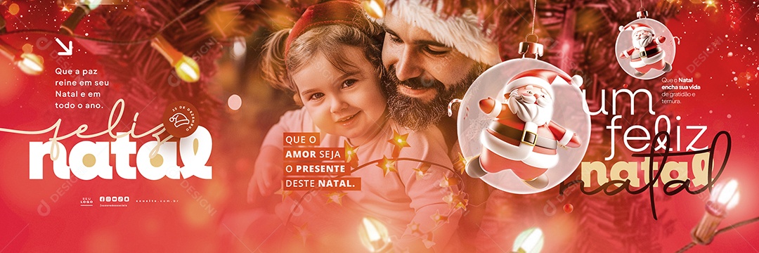 Carrossel Um Feliz Natal 25 de Dezembro Social Media PSD Editável