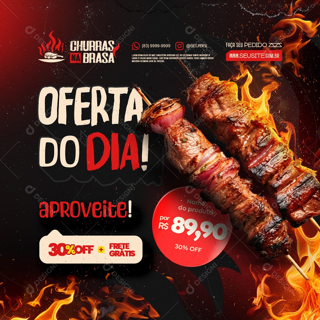 Churrascaria Oferta do Dia Social Media PSD Editável