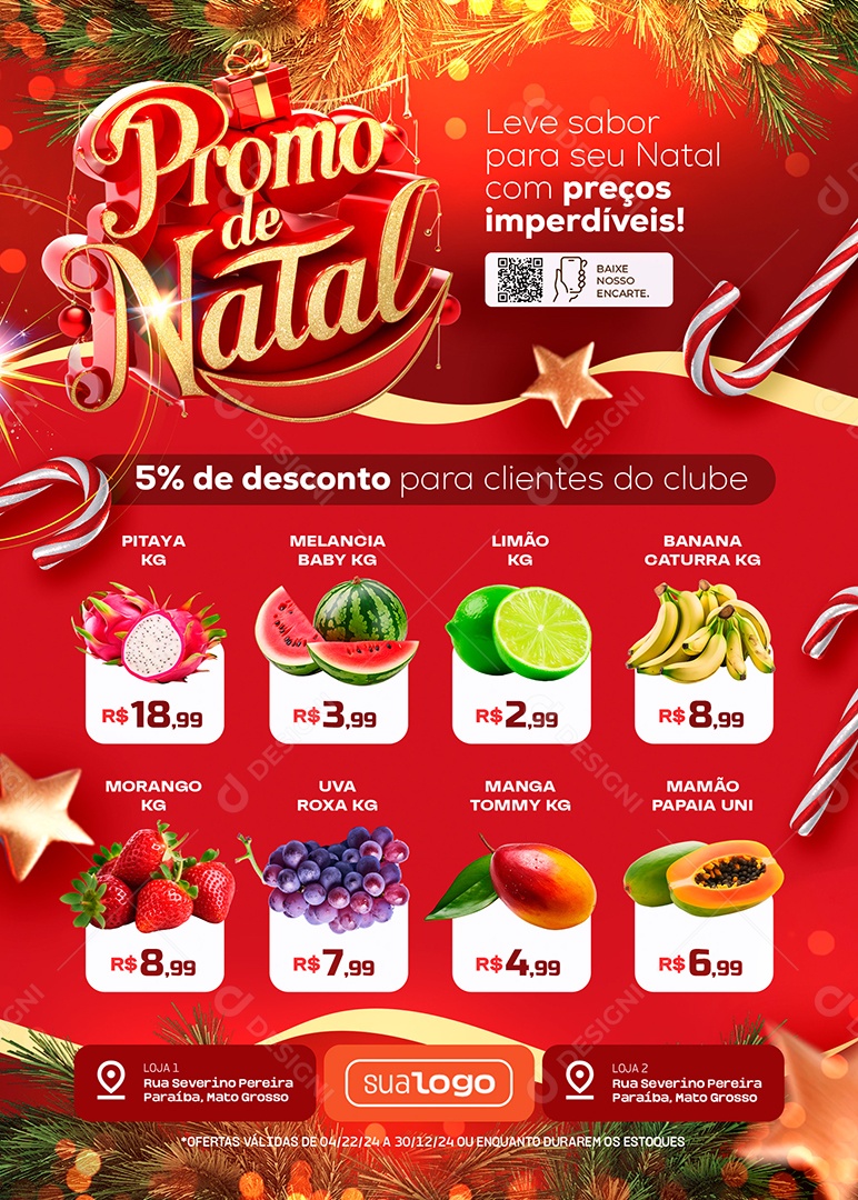 Tabloide Promo de Natal Supermercado Produtos Social Media PSD Editável