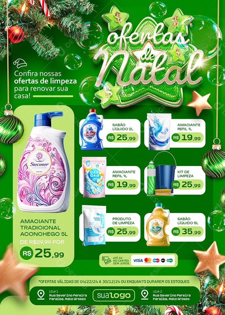 Tabloide Ofertas de Natal Supermercado Produtos Social Media PSD Editável