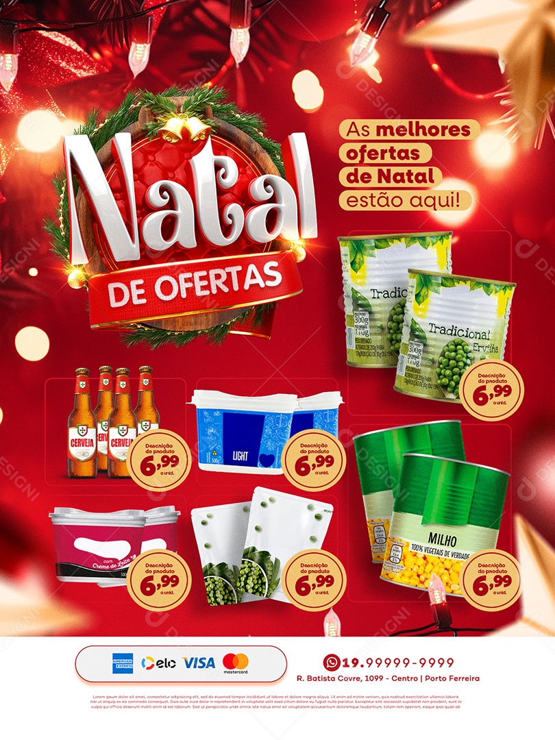 Encarte Natal de Ofertas Supermercado Produtos Social Media PSD Editável