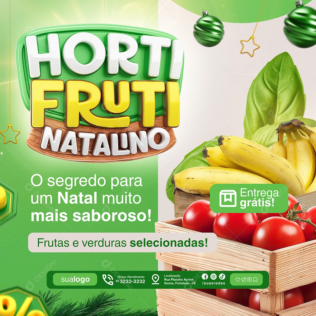 Hortifruti Natalino Saboroso Social Media PSD Editável