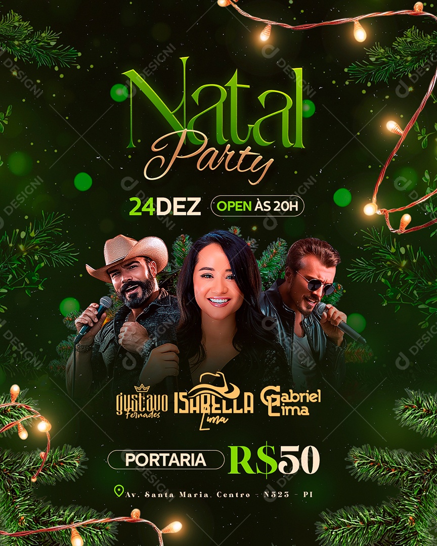 Flyer Natal Party Social Media PSD Editável