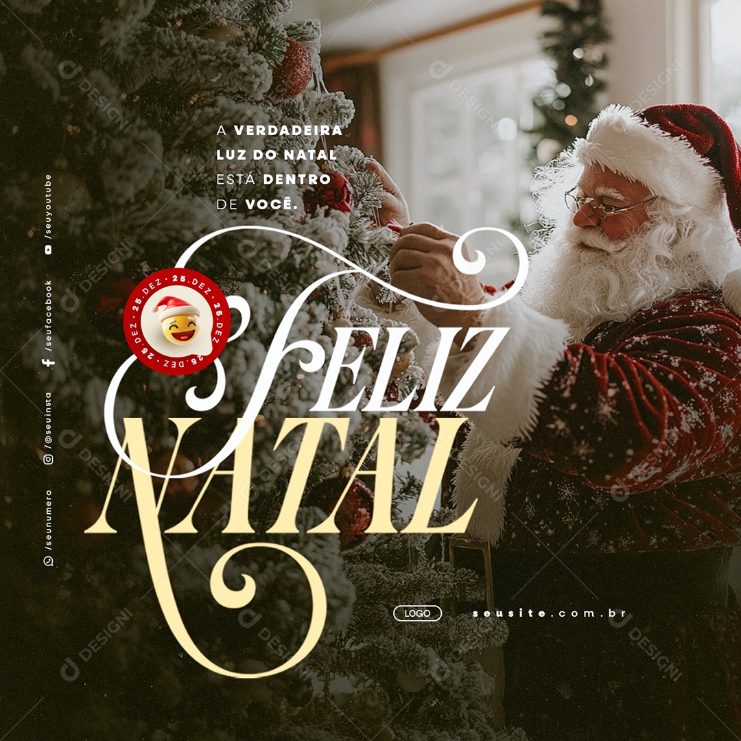 Feliz Natal 25 de Dezembro a Verdadeira Luz do Natal Social Media PSD Editável