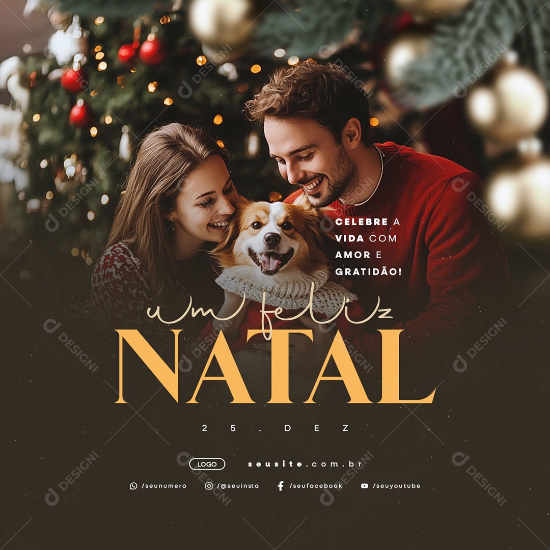 Um Feliz Natal 25 de Dezembro Social Media PSD Editável