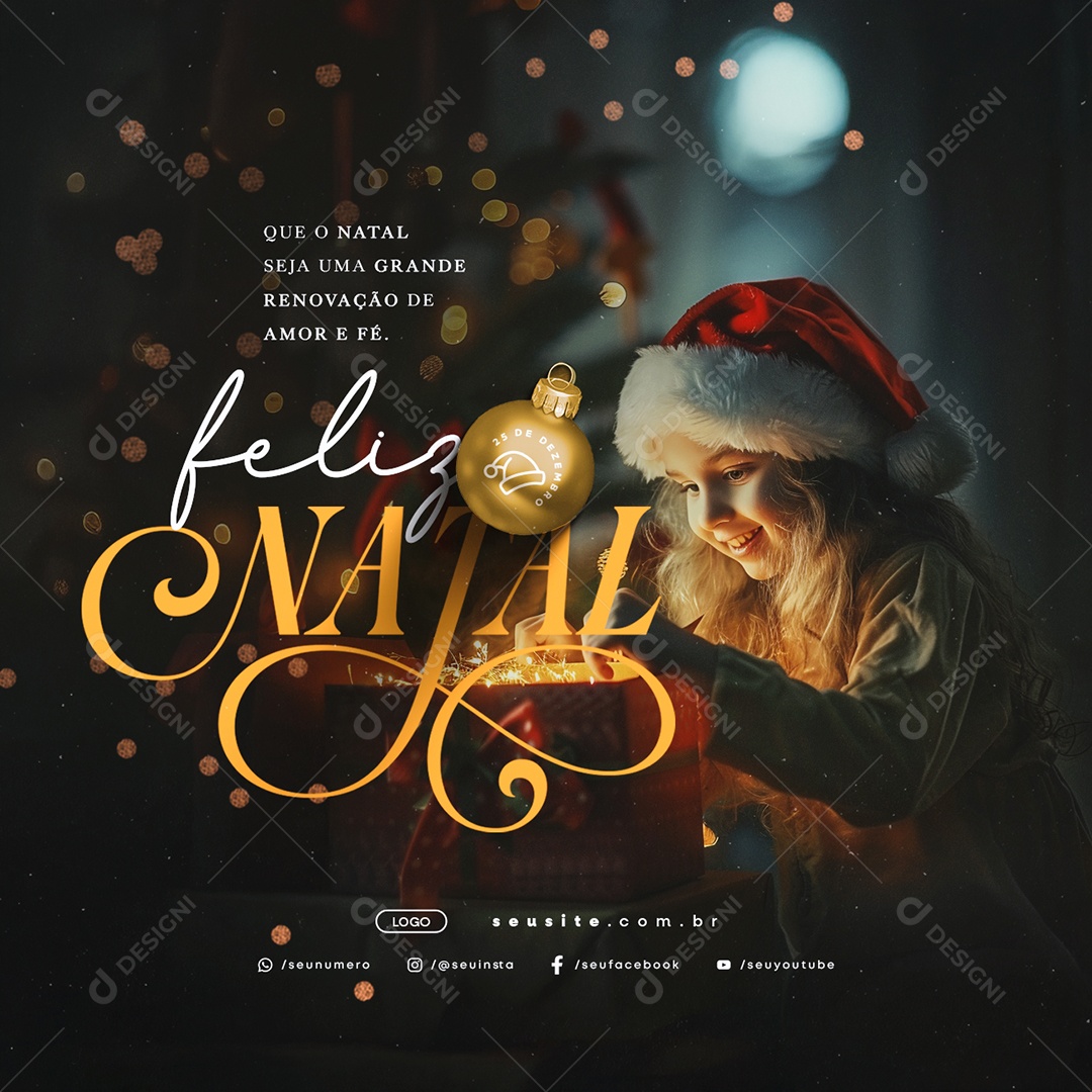 Feliz Natal 25 de Dezembro Social Media PSD Editável