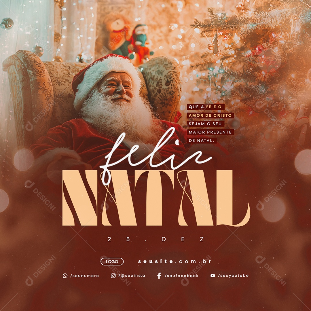 Feliz Natal 25 de Dezembro Social Media PSD Editável