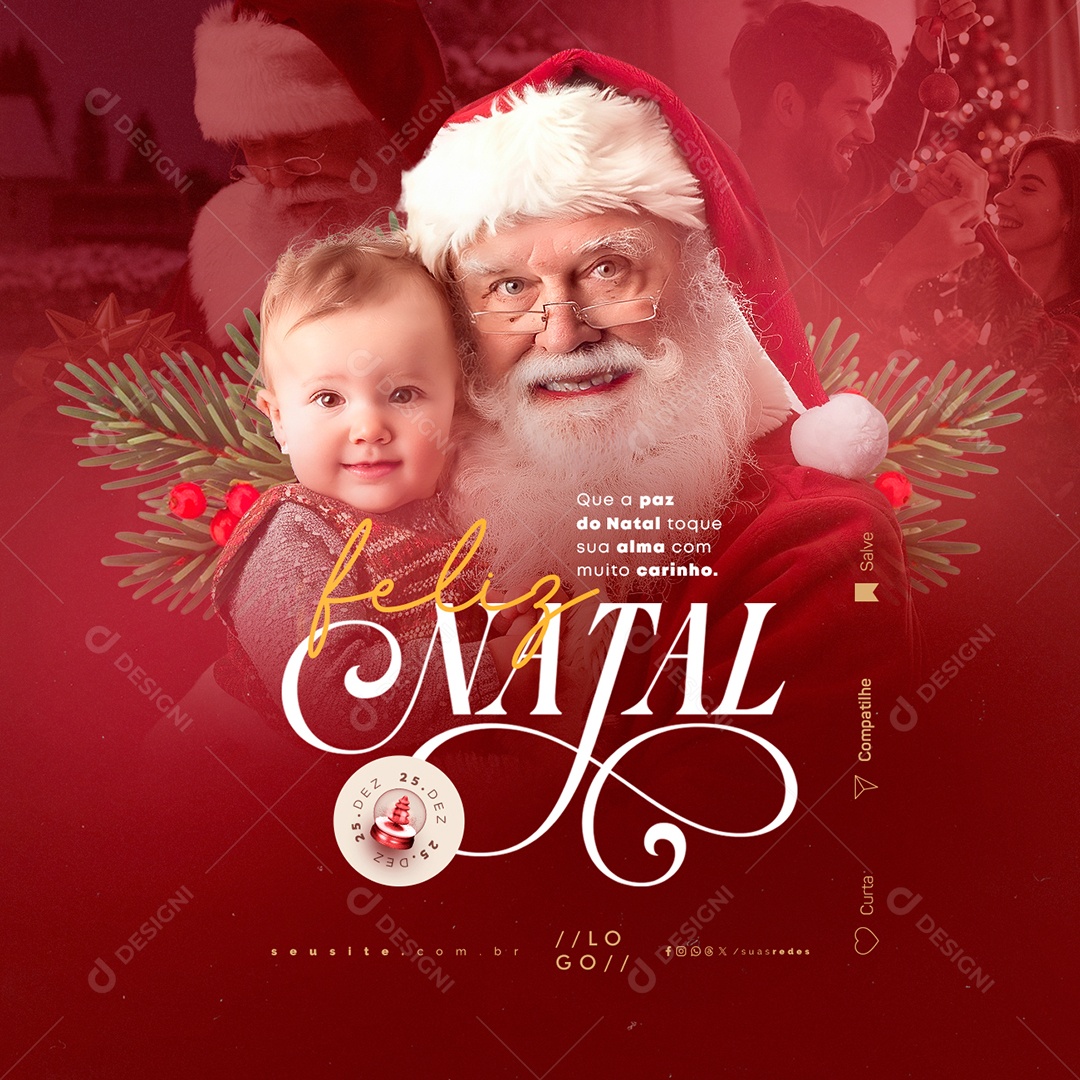 Feliz Natal 25 de Dezembro Social Media PSD Editável