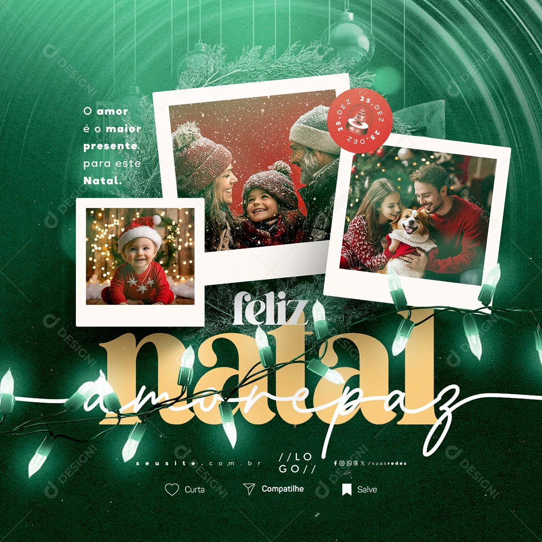 Social Media Feliz Natal 25 de Dezembro PSD Editável