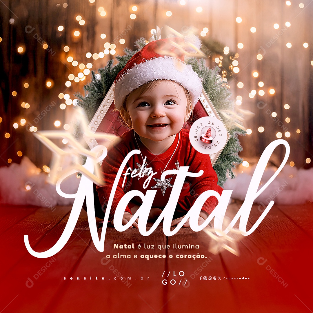 Feliz Natal 25 de Dezembro Social Media PSD Editável