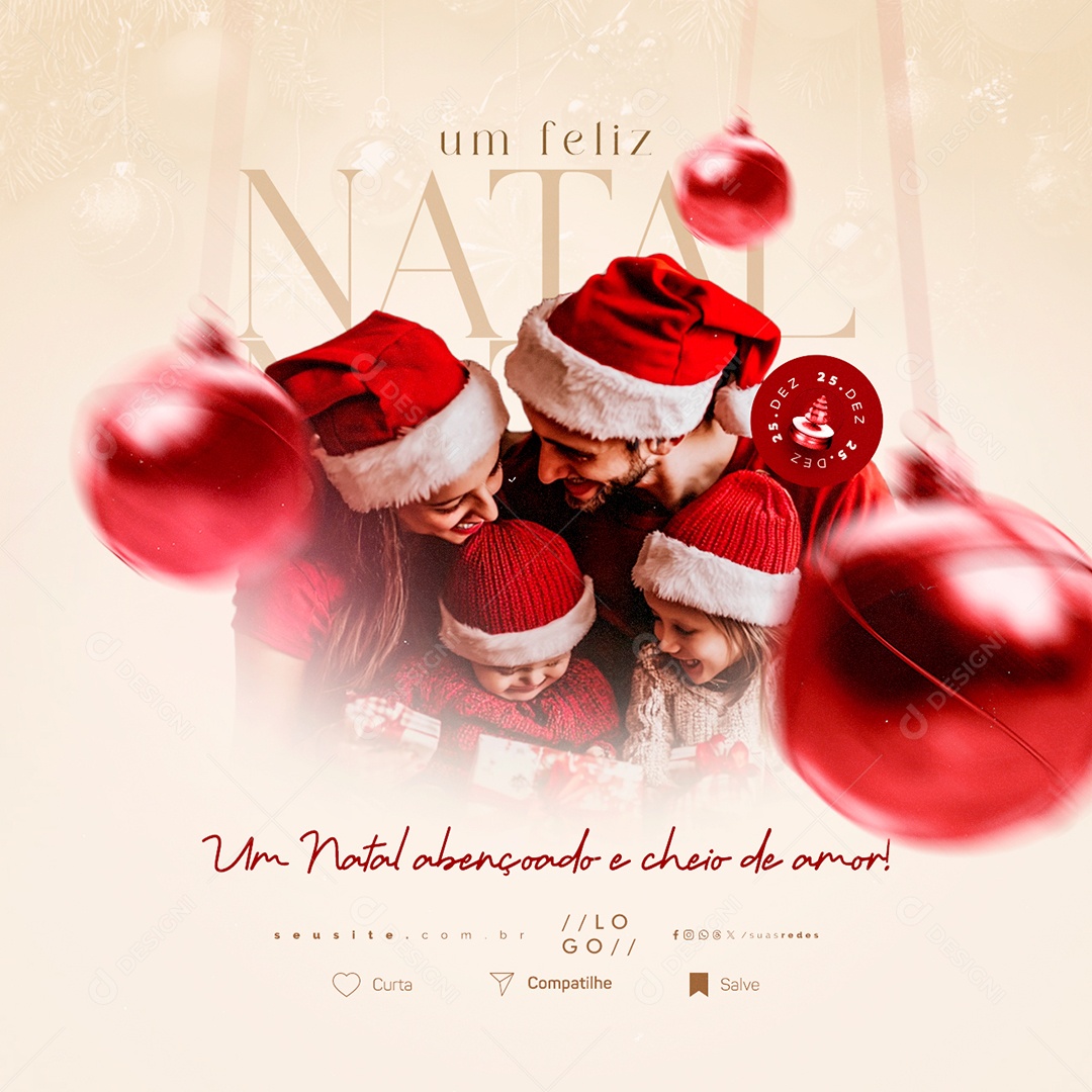 Um Feliz Natal 25 de Dezembro Social Media PSD Editável