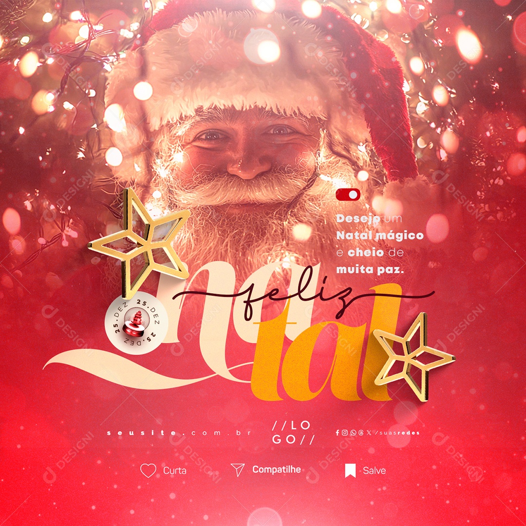 Feliz Natal 25 de Dezembro Social Media PSD Editável