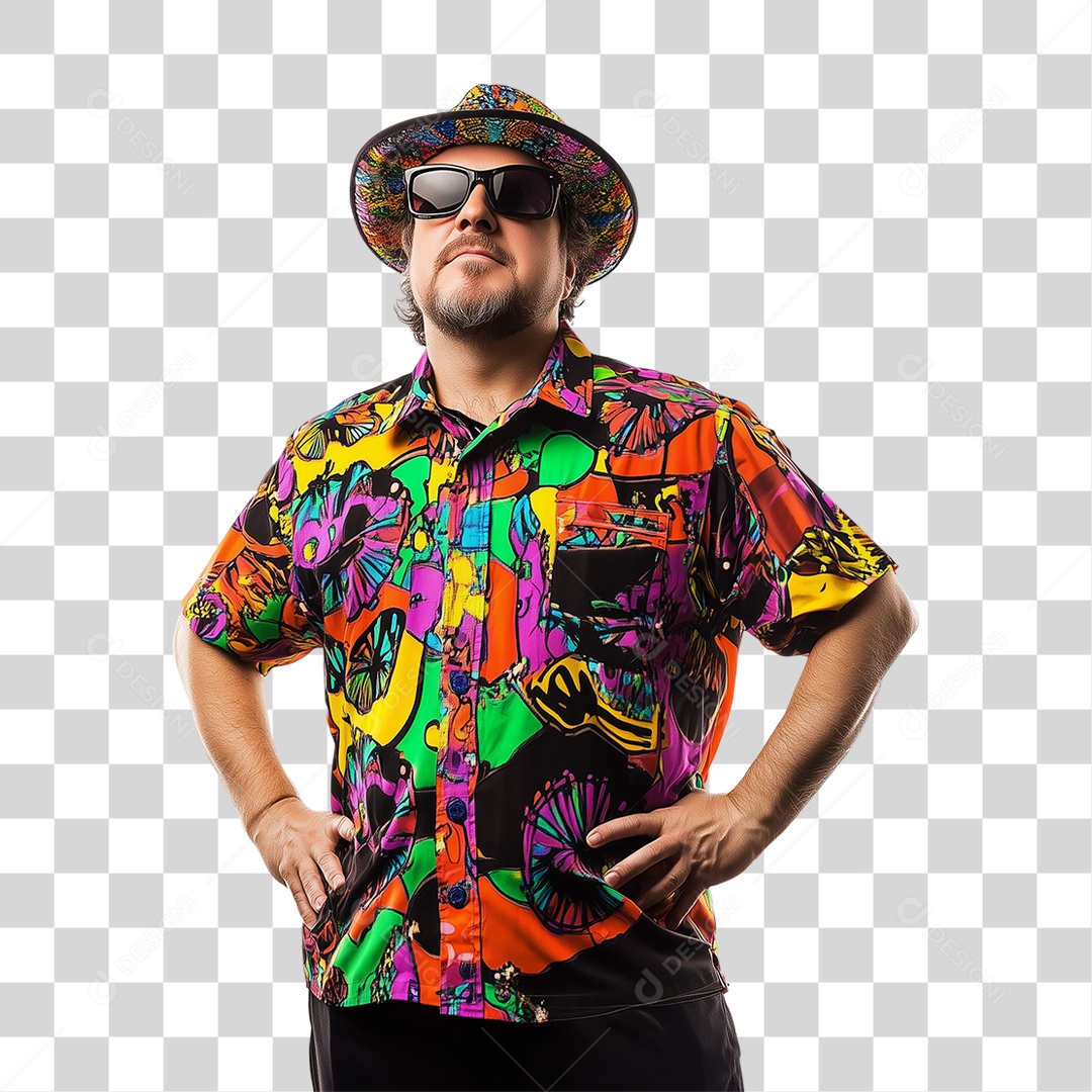 Homem Fantasia de Carnaval Roupa Colorida PNG Transparente