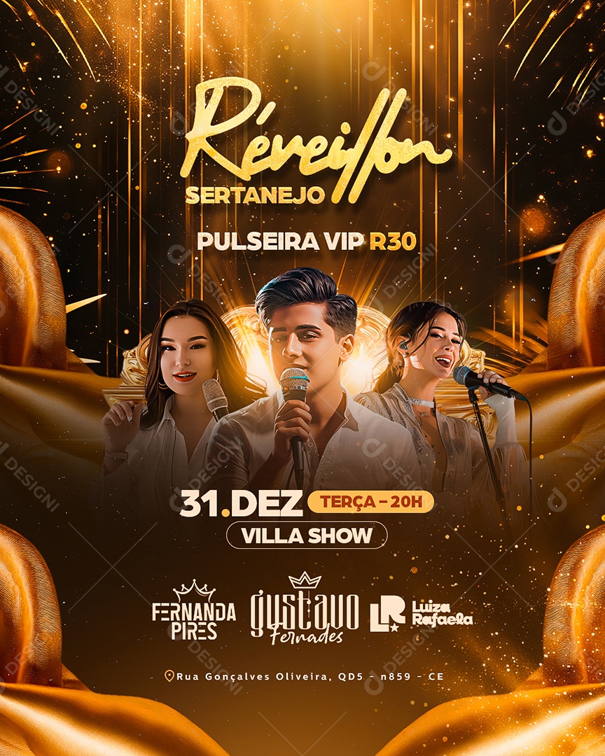 Flyer Réveillon Sertanejo Social Media PSD Editável