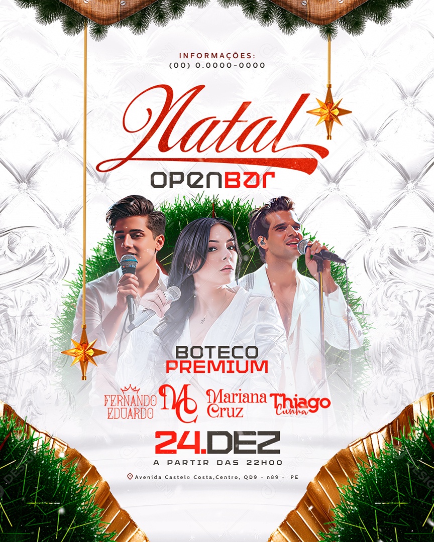 Flyer Natal Open Bar Social Media PSD Editável