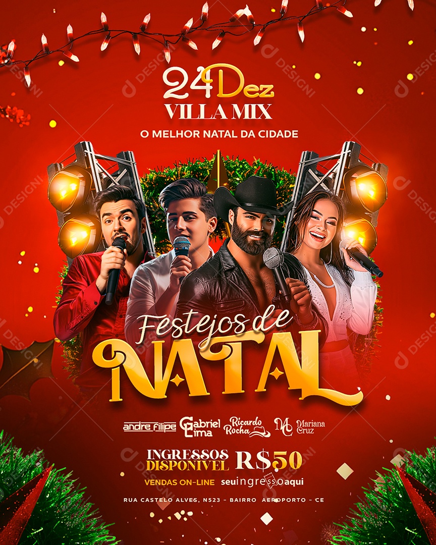 Flyer Festejos de Natal Social Media PSD Editável