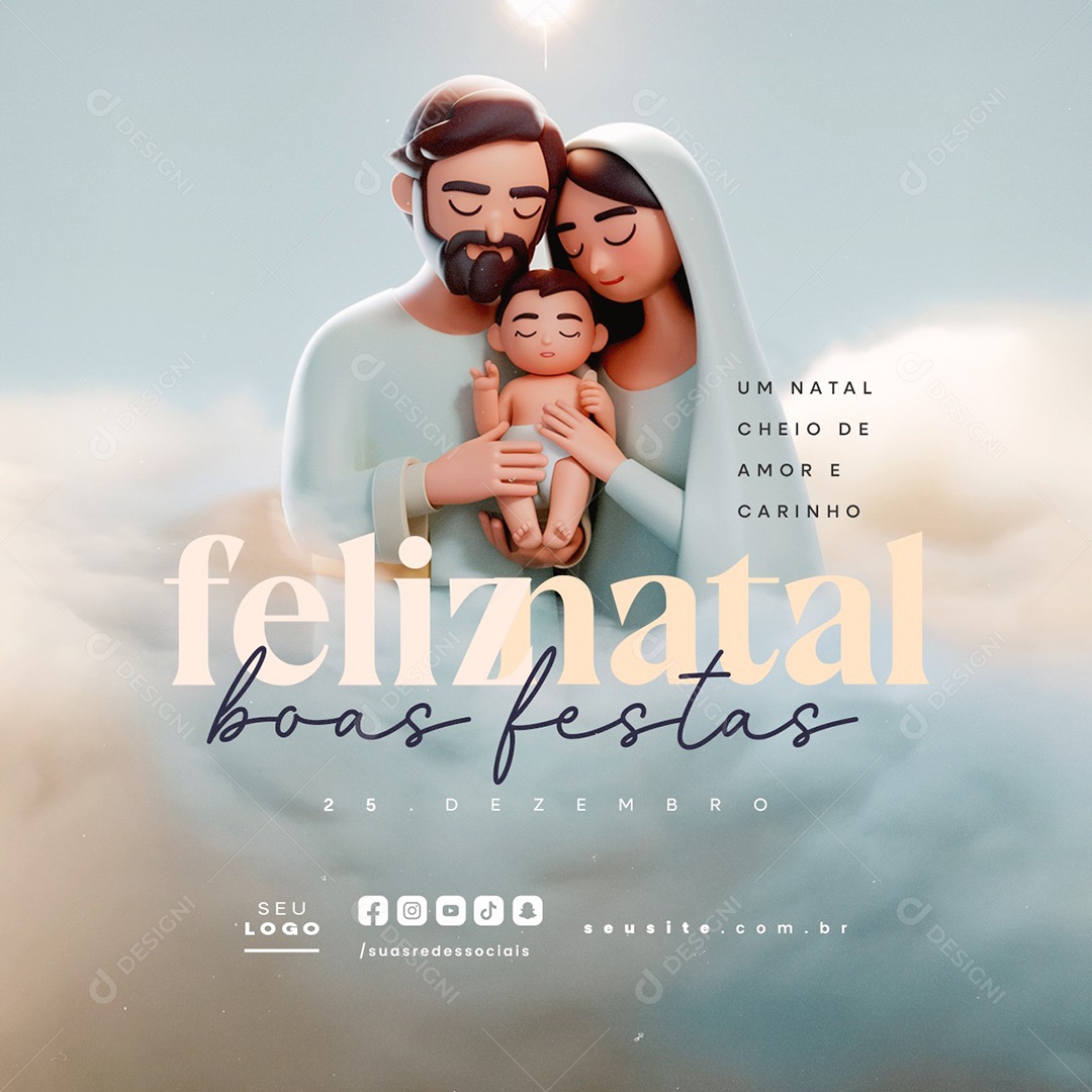 Feliz Natal 25 de Dezembro Boas Festas Social Media PSD Editável