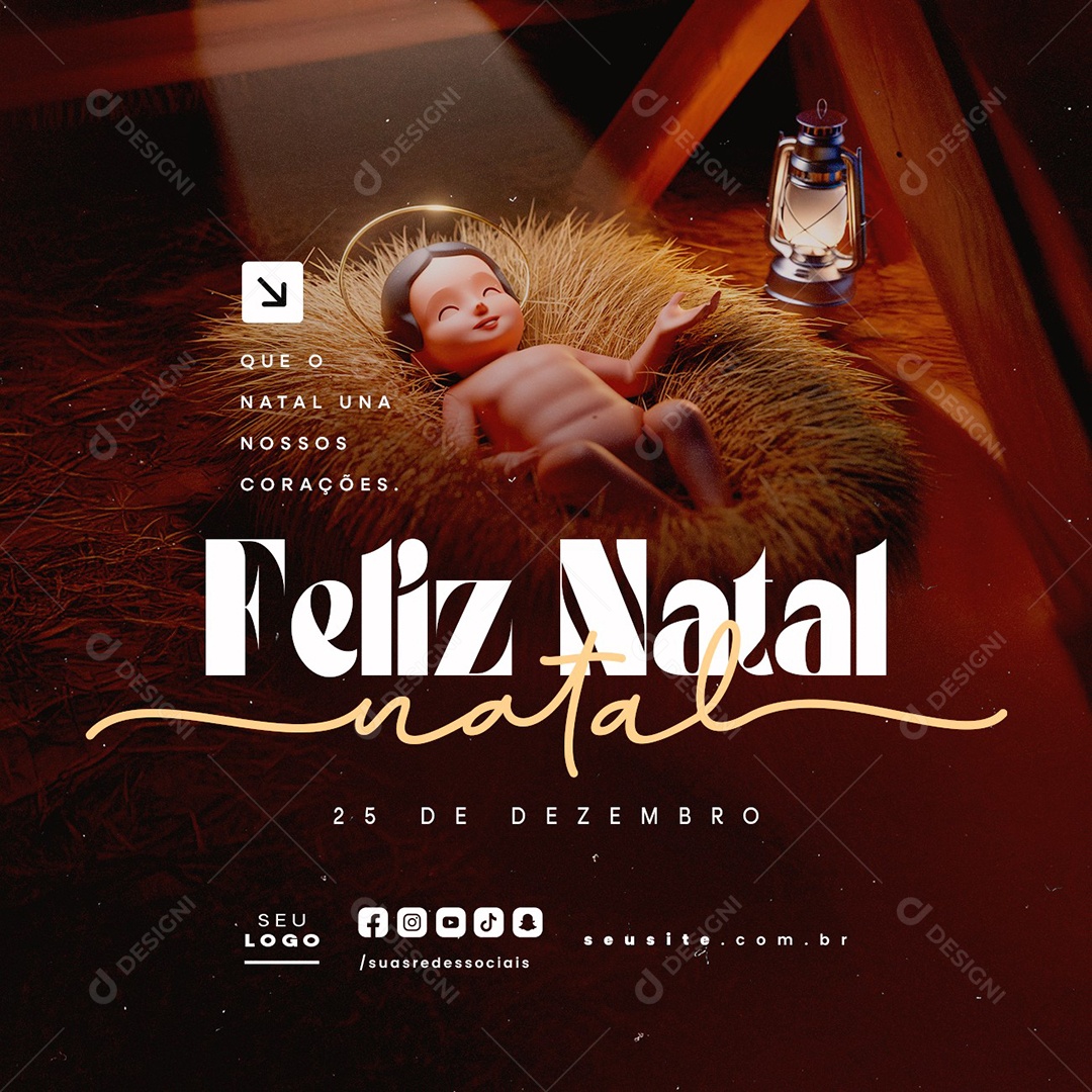 Feliz Natal 25 de Dezembro Social Media PSD Editável