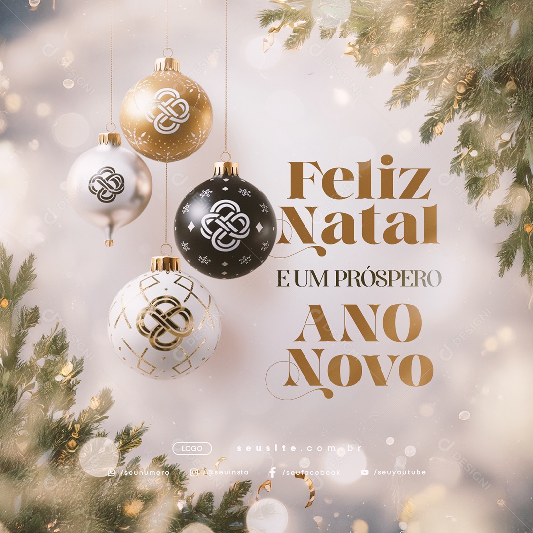 Feliz Natal e Um Próspero Ano Novo Social Media PSD Editável