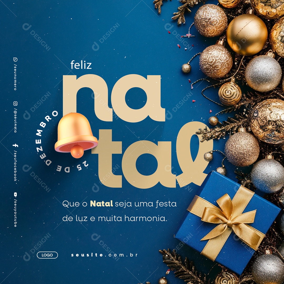 Feliz Natal 25 de Dezembro Social Media PSD Editável