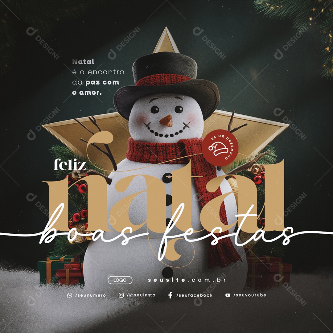 Feliz Natal 25 de Dezembro Boas Festas Social Media PSD Editável