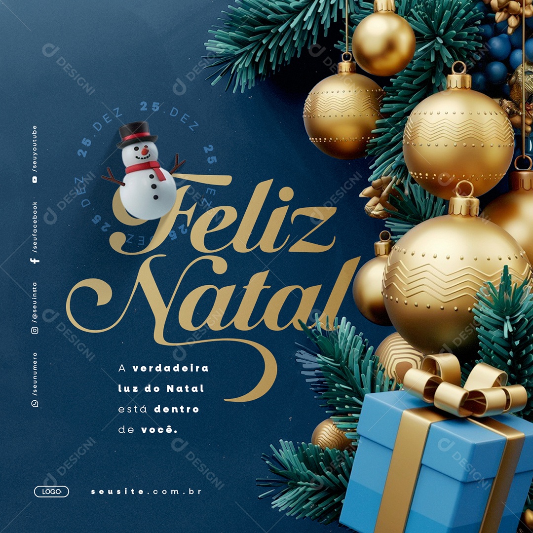 Feliz Natal 25 de Dezembro a Verdadeira Luz do Natal Social Media PSD Editável