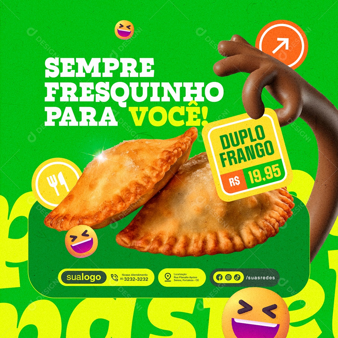 Pastelaria Sempre Fresquinho para Você Social Media PSD Editável