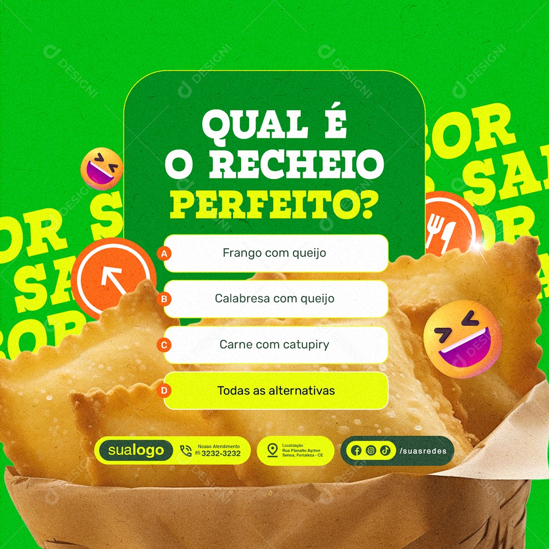 Pastelaria Qual é o Recheio Perfeito Social Media PSD Editável