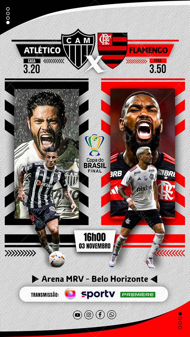 Flyer Atlético X Flamengo Copa do Brasil Social Media PSD Editable