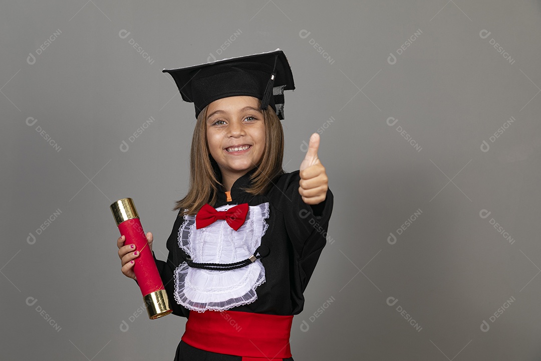 Happy girl using child-forming beak