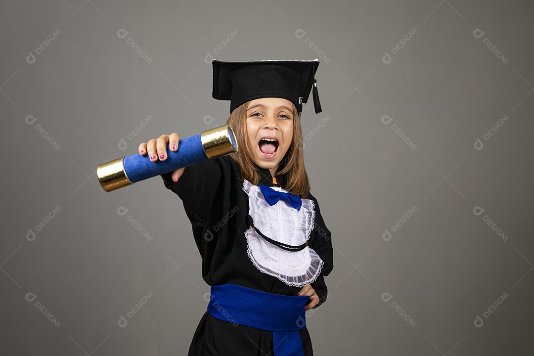 Happy and beautiful girl with diploma in her hands