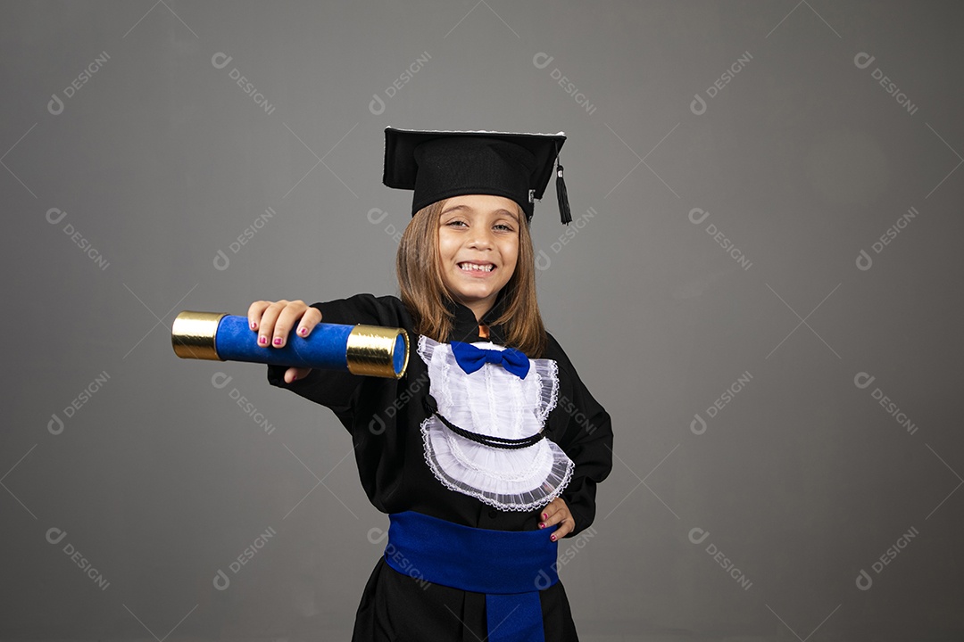 Beautiful and happy girl with diploma in her hands