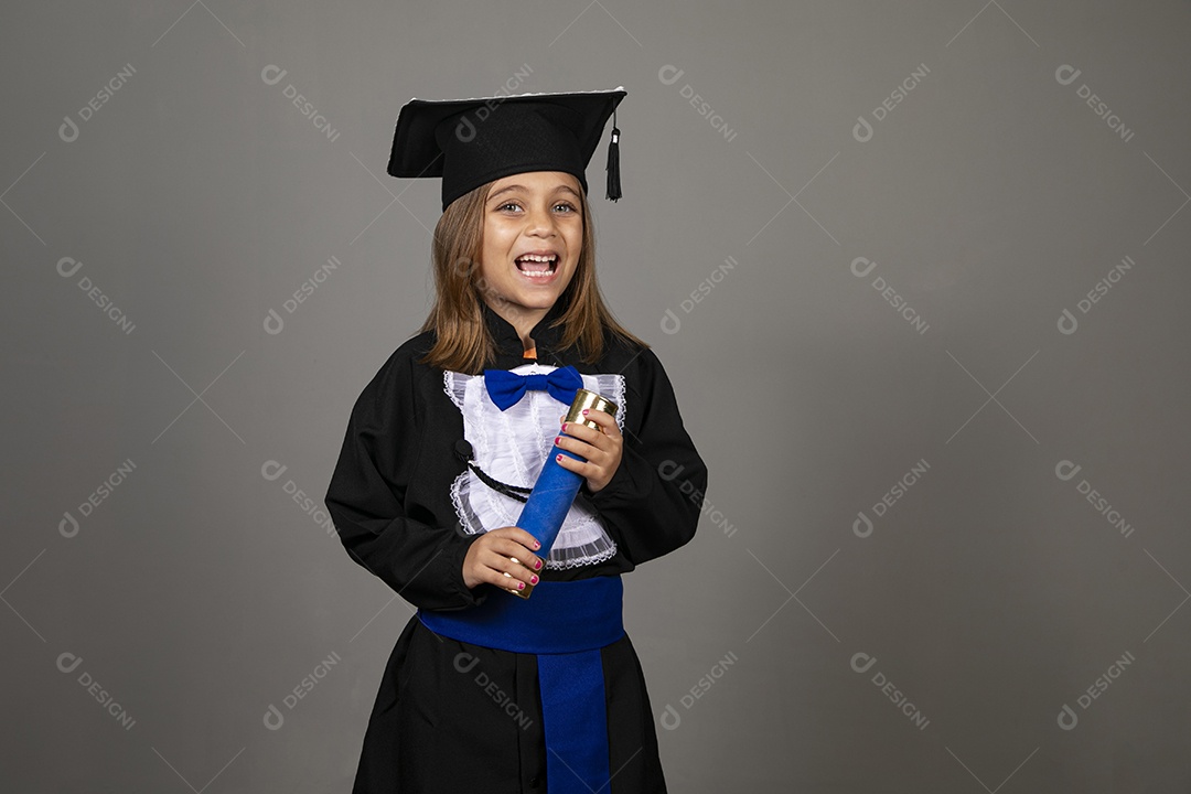 A beautiful little girl with hand diplomat straw