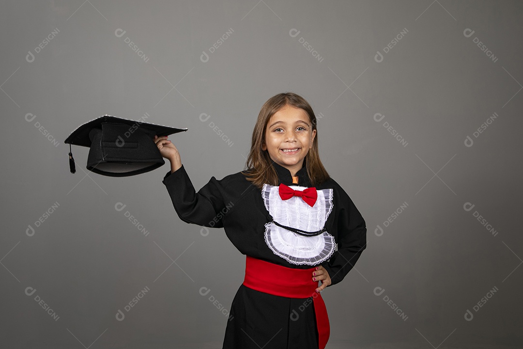 Beautiful girl using beak for childrens graduation