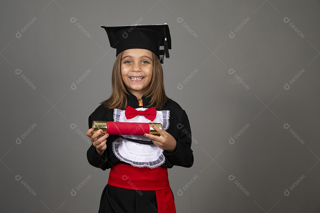 Beautiful girl with diploma straw and beca for graduation