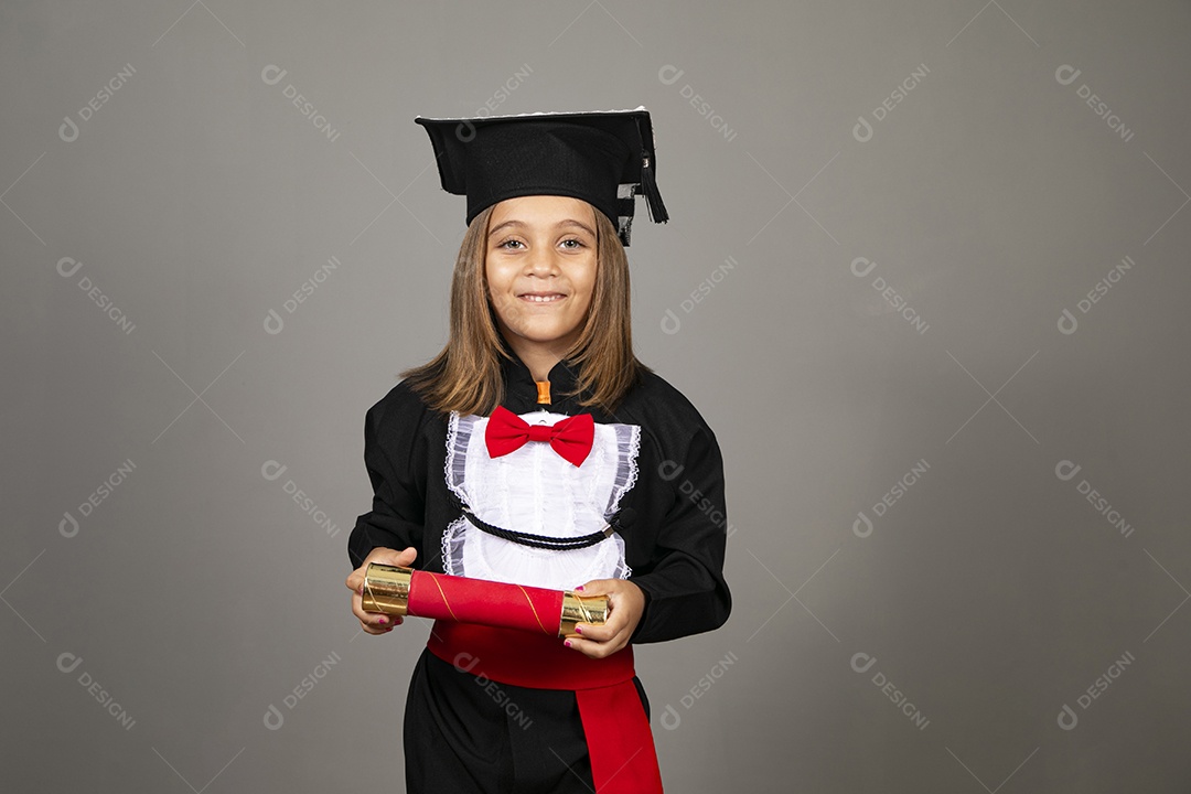 Beautiful girl with beca and diploma straw