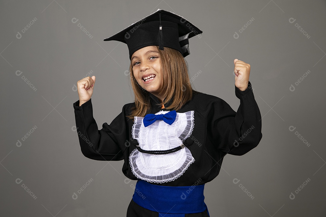 Beautiful girl using beak for childrens graduation