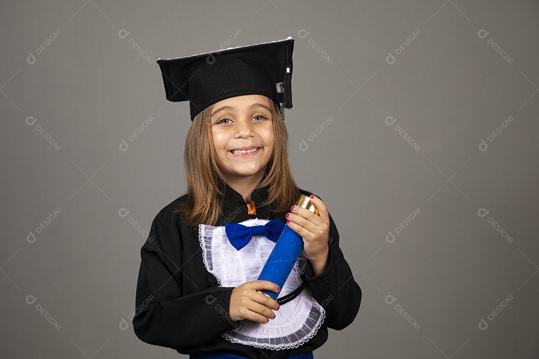 Cute girl dressed in beak for graduation