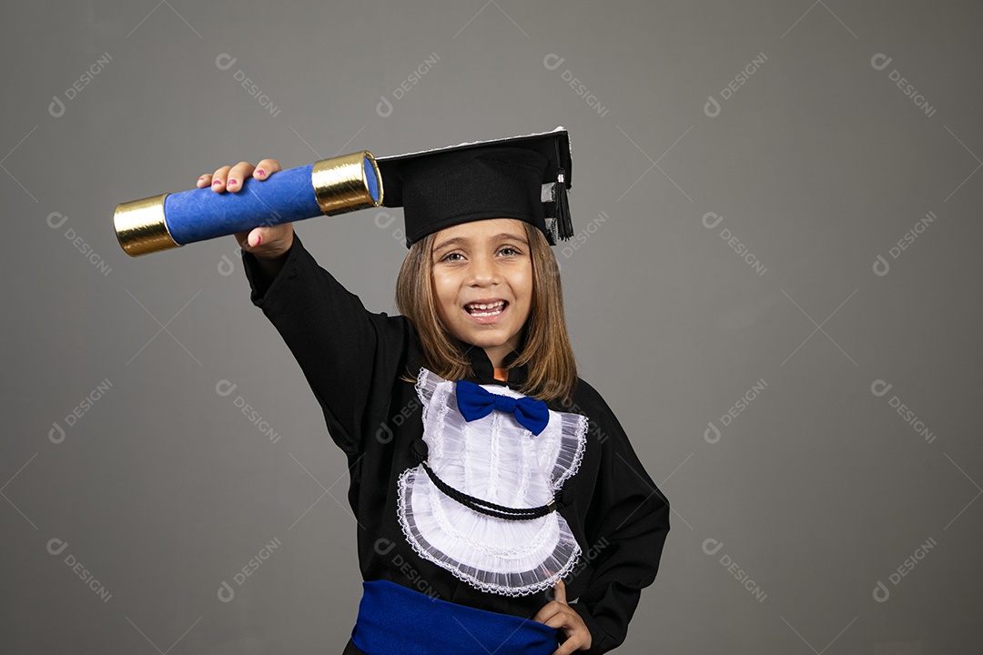 Cute and beautiful girl using beak for graduation