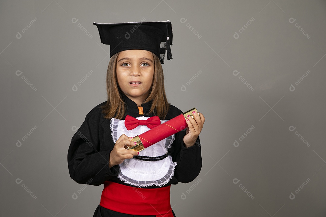 Beautiful girl using beak for childrens graduation