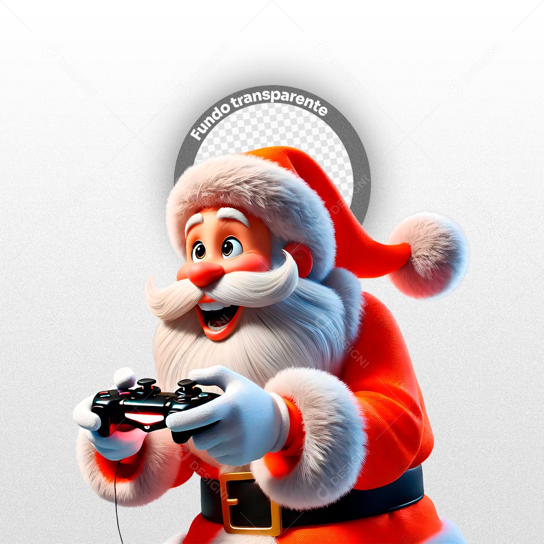 Character 3D Santa Claus Holding Gamer Control for PSD Composition