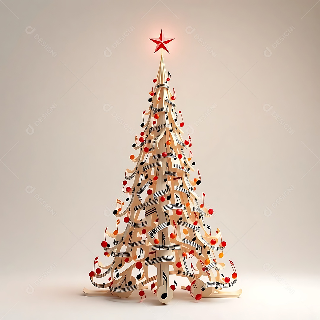 A beautiful 3D Christmas tree created entirely from musical notes