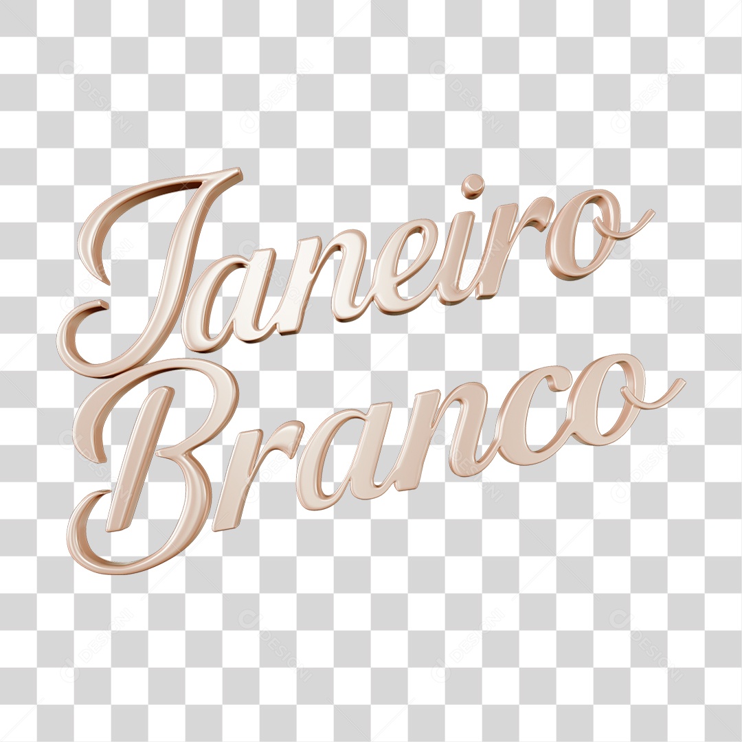 Texto 3D Janeiro Branco PNG Transparente