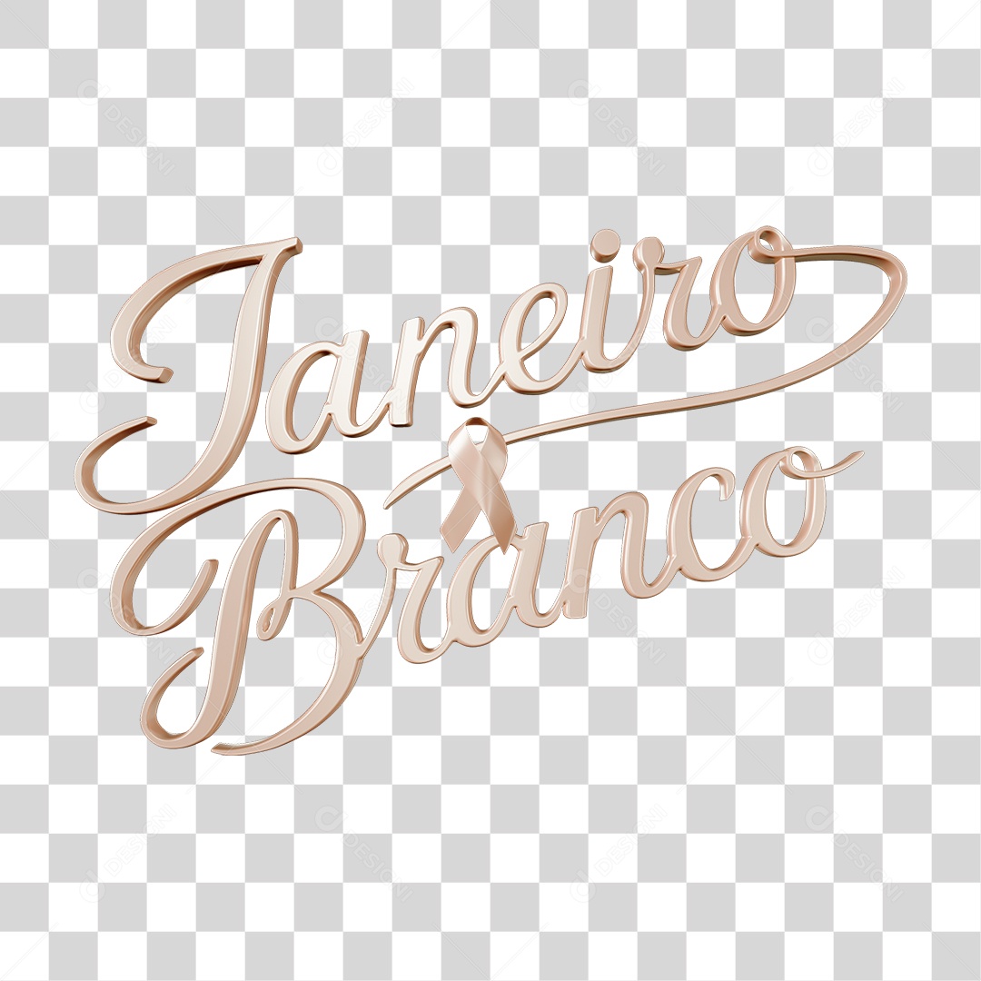 Texto 3D Janeiro Branco PNG Transparente